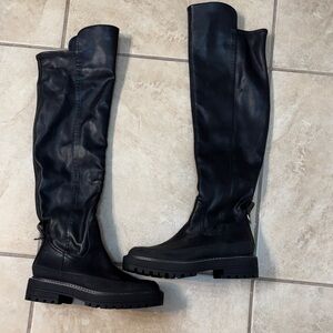 SAM EDELMAN  Women Tall Black Faux Leather Over Knee High Boots sz.8